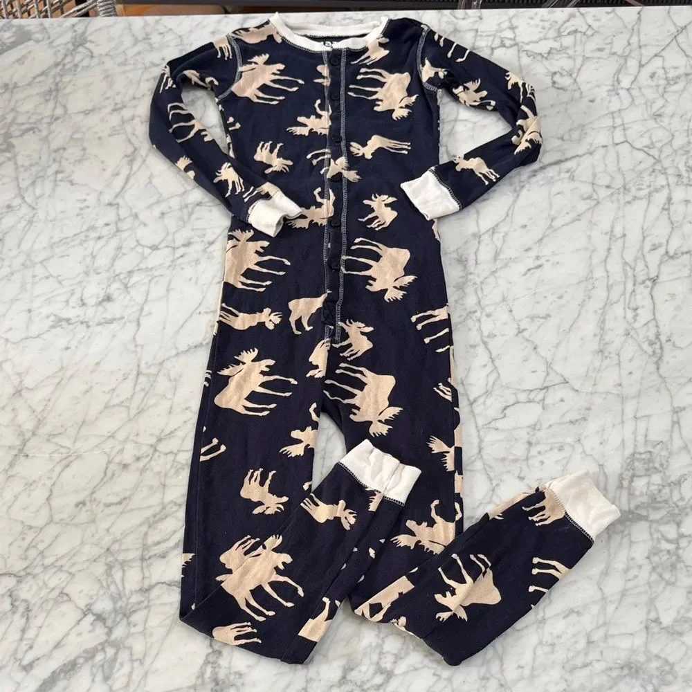 Lazybones Moose Print Pajama Set Sz 8 Lake Arrowhead